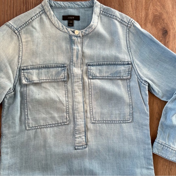 J Crew Drapey Chambray Shirt Dress Denim, XXS, B9841 - Picture 8 of 10